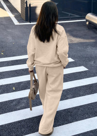 PRETTYGARDEN Casual Winter Two Piece Sets for Women V Neck Sweatshirt Loose Wide Leg Pants Tracksuit Knit Fall Outfits PRETTYGARDEN