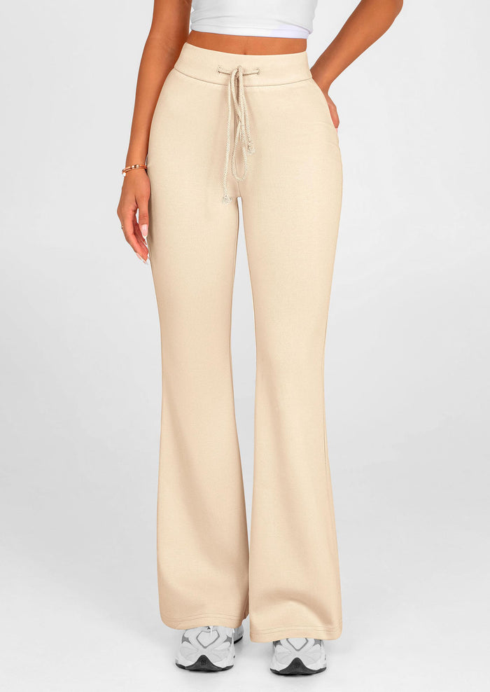 Elastic High-Waisted Drawstring Casual Flare Pants