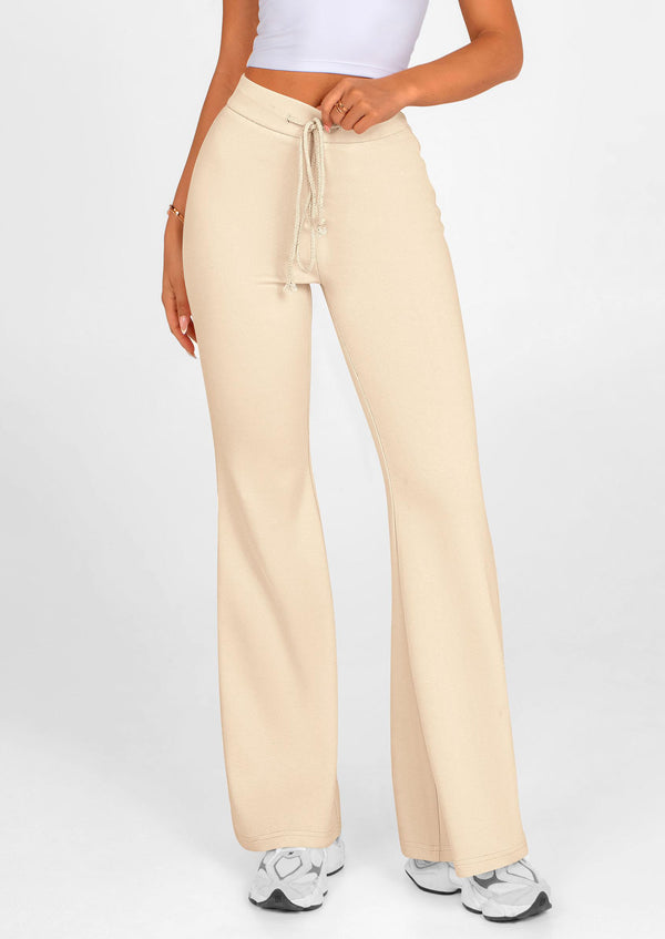 Elastic High-Waisted Drawstring Casual Flare Pants