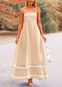 Casual Sleeveless Spaghetti Strap Ruffle Beach Flowy Maxi Dress