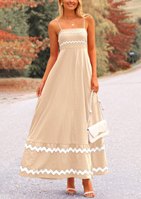 Casual Sleeveless Spaghetti Strap Ruffle Beach Flowy Maxi Dress
