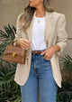 Business Casual Long Sleeve Lapel Open Front Suit Jacket Work Blazer with Pockets