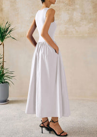 Casual Sleeveless Patchwork Knit Flowy Beach Maxi Dresses