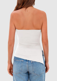 Strapless Ruched Asymmetric Bandeau Shirts