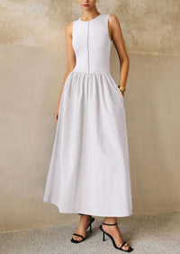 Casual Sleeveless Patchwork Knit Flowy Beach Maxi Dresses