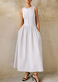 Casual Sleeveless Patchwork Knit Flowy Beach Maxi Dresses