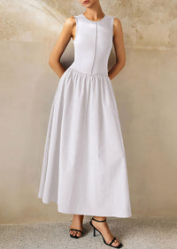 Casual Sleeveless Patchwork Knit Flowy Beach Maxi Dresses