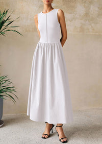 Casual Sleeveless Patchwork Knit Flowy Beach Maxi Dresses