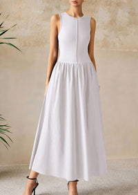 Casual Sleeveless Patchwork Knit Flowy Beach Maxi Dresses