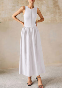 Casual Sleeveless Patchwork Knit Flowy Beach Maxi Dresses
