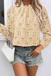 PRETTYGARDEN Womens Tops Dressy Casual Spring Long Sleeve Shirts Embroidered Eyelet Blouses Going Out Outfits
