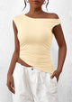 Off The Shoulder Sleeveless One Shoulder Ruched Asymmetrical Y2K Tank Top