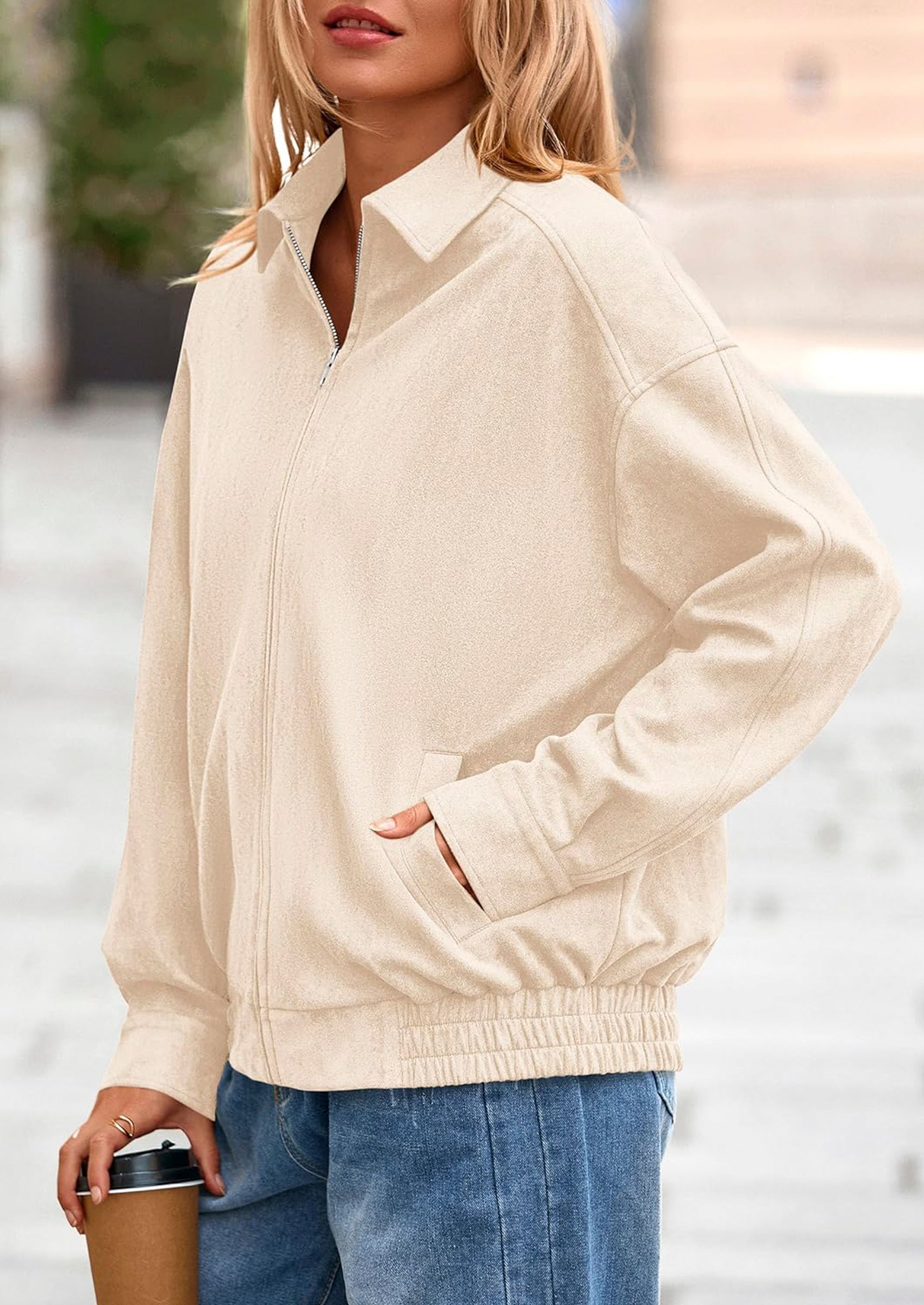 PRETTYGARDEN Women's Faux Suede Motorcycle Jacket Trendy Fall Fashion Oversized Zip Up Coats Winter Clothes Outerwear