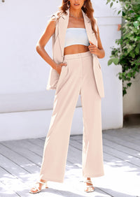 Sleeveless Suit Vest And Wide Leg Pants Business Casual Blazer Set