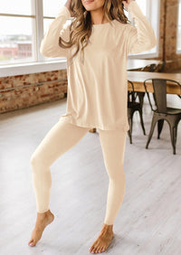 Casual Long Sleeve Tunic Tops Legging Pants Two Piece Sets