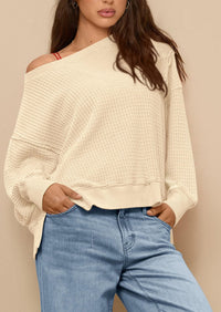 PRETTYGARDEN Oversized Sweatshirt for Women Fashion Crewneck Long Sleeve Pullover Waffle Knit Tops Fall Trendy Clothes