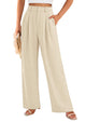Elastic High Waisted Straight Leg Business Trousers Slacks With Pockets