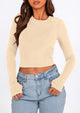 Long Sleeve Crop Tops Y2K Fashion Clothes Basic Slim Fit Blouses