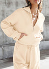 PRETTYGARDEN Women's 2 Piece Sweater Set Pullover Zip Up Sweatshirt Jogger Sweatpants Tracksuit Casual Outfit