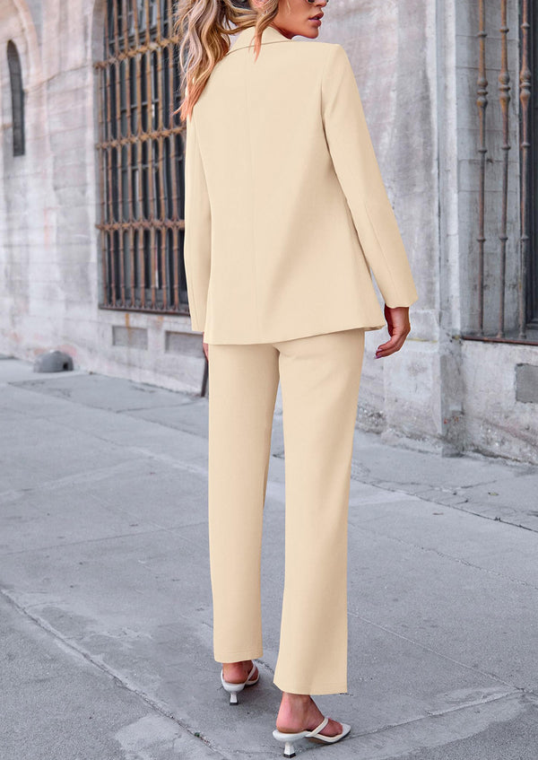 Business Casual Jacket Wide Leg Pants 2 Piece Blazer Sets
