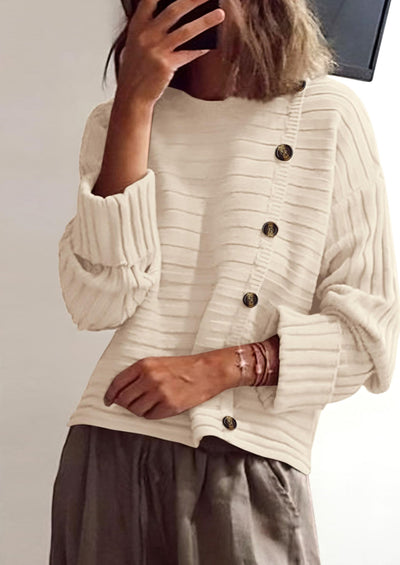 PRETTYGARDEN Womens Sweaters Fall Casual Long Sleeve Crewneck Button Loose Winter Knit Pullover Sweater Tops