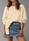 PRETTYGARDEN Oversized Sweatshirt for Women Fashion Crewneck Long Sleeve Pullover Waffle Knit Tops Fall Trendy Clothes