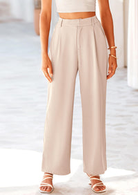 Casual Wide Leg High Elastic Waisted Long Work Pants