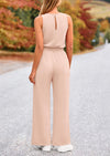 PRETTYGARDEN Jumpsuits Casual Outfits Sleeveless Wide Leg Long Pants Rompers
