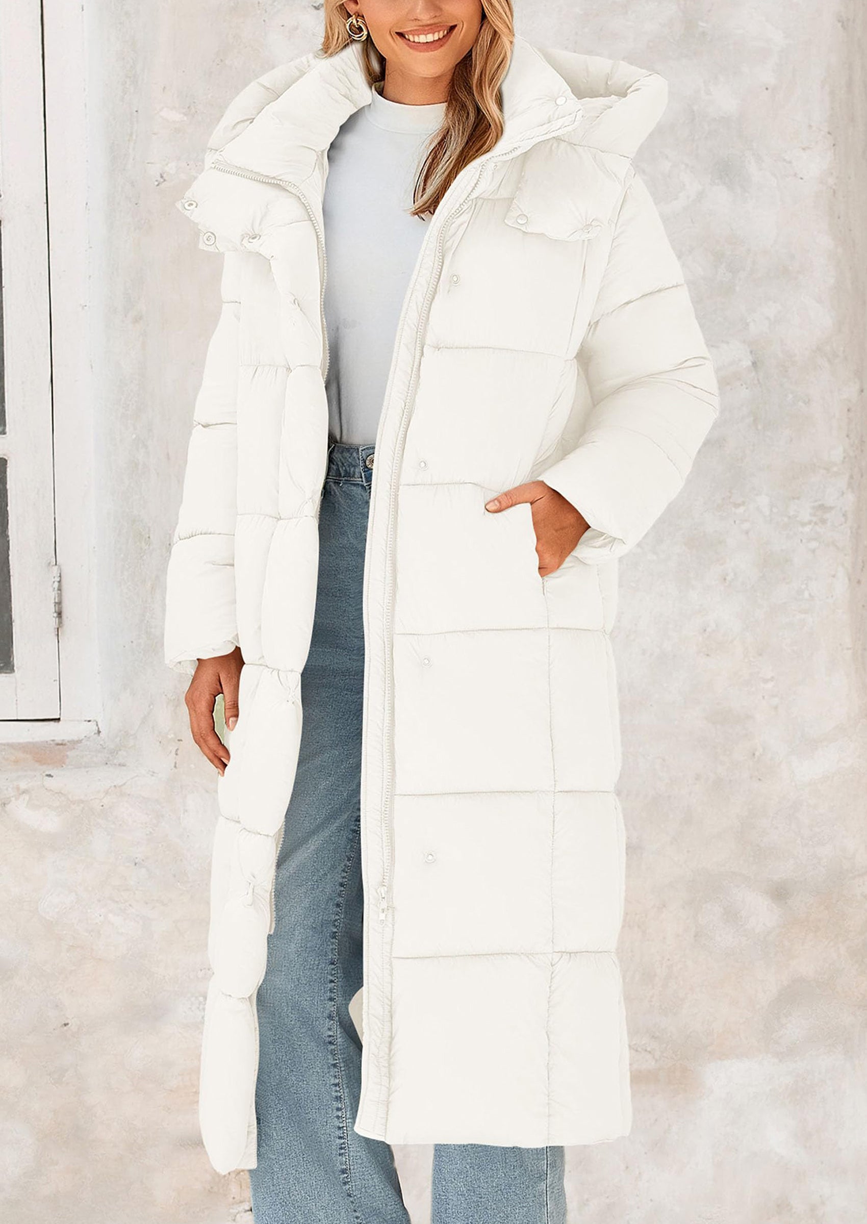 PRETTYGARDEN Women's Winter Long Puffer Coats Hooded Zip Up Casual Thickened Down Jackets Trendy Warm Clothes Outerwear