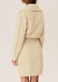 Long Sleeve V Neck Button Down Knit Pullover Sweater Dresses