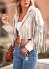 PRETTYGARDEN Women's Fringe Faux Suede Leather Jackets Fashion Tassel Motorcycle Cropped Coats