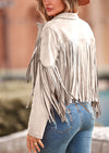 PRETTYGARDEN Women's Fringe Faux Suede Leather Jackets Fashion Tassel Motorcycle Cropped Coats