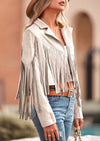 PRETTYGARDEN Women's Fringe Faux Suede Leather Jackets Fashion Tassel Motorcycle Cropped Coats
