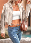 PRETTYGARDEN Women's Fringe Faux Suede Leather Jackets Fashion Tassel Motorcycle Cropped Coats