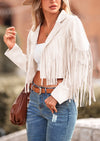 PRETTYGARDEN Women's Fringe Faux Suede Leather Jackets Fashion Tassel Motorcycle Cropped Coats
