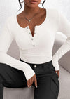 BTFBM Women Long Sleeve Shirts Fall Tops V Neck Button Up Slim Fit Ribbed Knit Solid Color Casual Shirts