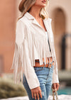 PRETTYGARDEN Women's Fringe Faux Suede Leather Jackets Fashion Tassel Motorcycle Cropped Coats