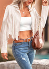 PRETTYGARDEN Women's Fringe Faux Suede Leather Jackets Fashion Tassel Motorcycle Cropped Coats