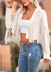 PRETTYGARDEN Women's Fringe Faux Suede Leather Jackets Fashion Tassel Motorcycle Cropped Coats
