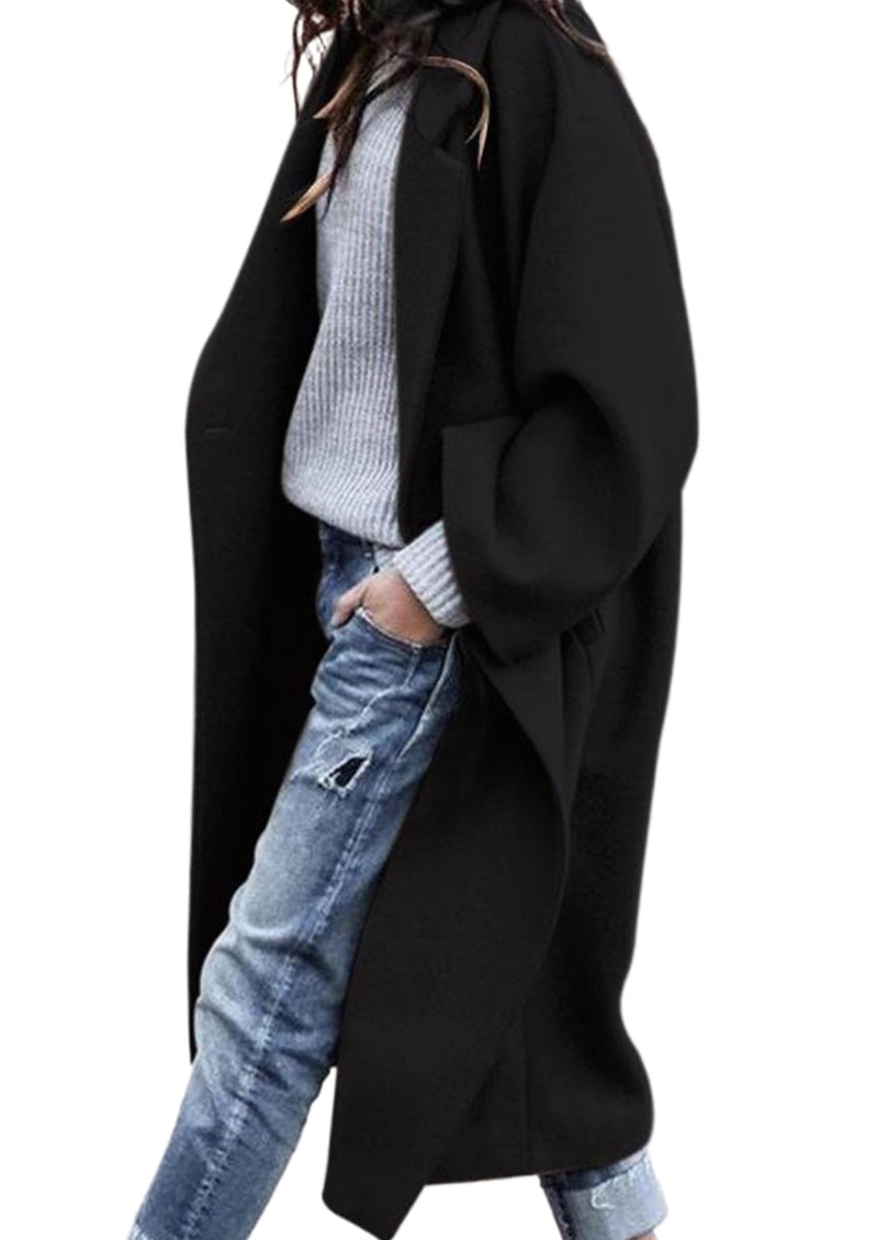 PRETTYGARDEN Womens Winter Coats Trendy Long Sleeve Notch Lapel Button Long Jackets Casual Oversized Vacation Outfits