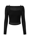PRETTYGARDEN Women's Long Sleeve Sheer Crop Tops Boat Neck See Through Cover Up with Spaghetti Strap Camisole 2 Piece Blouses