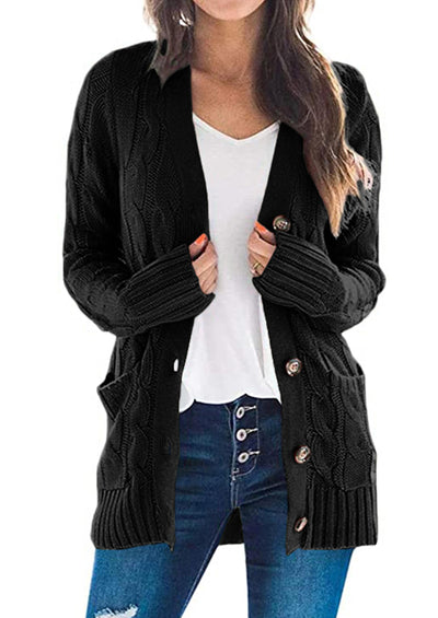 PRETTYGARDEN Women's Open Front Cardigan Sweaters Fall Fashion Button Down Cable Knit Chunky Winter Outerwear Coats