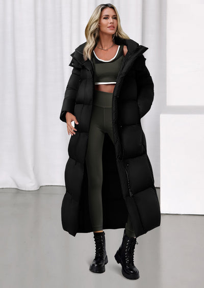 PRETTYGARDEN Women's Winter Long Puffer Coats Hooded Zip Up Casual Thickened Down Jackets Trendy Warm Clothes Outerwear