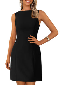 Sleeveless Boat Neck A Line Elegant Cocktail Party Mini Dresses