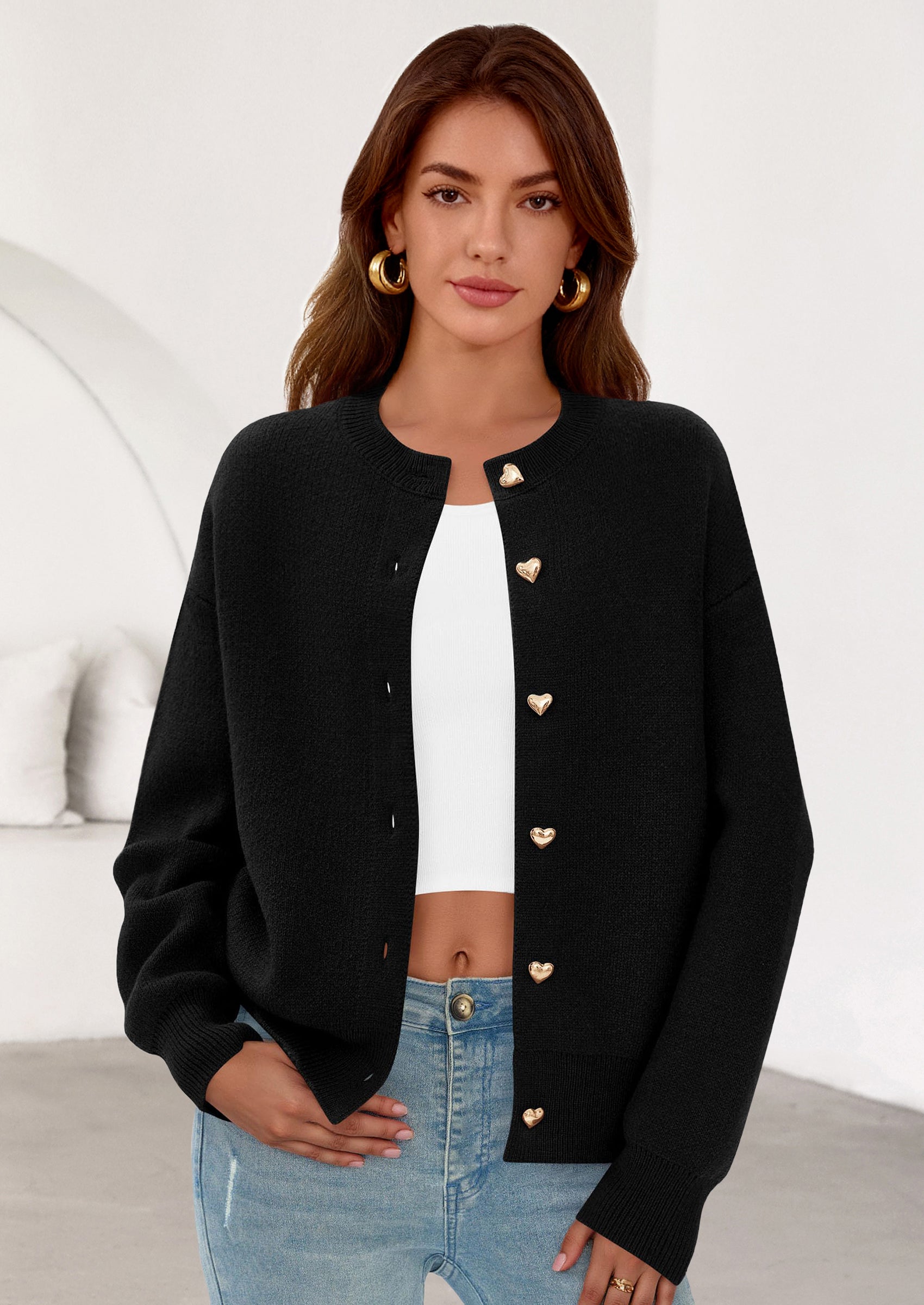 PRETTYGARDEN Cardigan Sweaters for Women Trendy Long Sleeve Open Front Button Down Jacket Fall Clothes Winter Coats