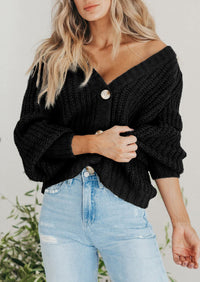 PRETTYGARDEN Women's Chunky Knit Open Front Sweater Long Sleeve Button Loose Short Cardigan Outerwear Coats