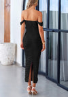 PRETTYGARDEN Womens Off The Shoulder Dress Ruched Bodycon Sleeveless Split Cocktail Party Maxi Dresses