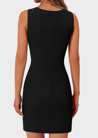 Business Sleeveless Button Down Elegant Work Office Formal Short Dresses