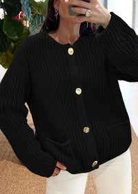 PRETTYGARDEN Cardigan Sweaters for Women Trendy Oversized Knit Chunky Button Cardigans Fall Winter Outfits with Pockets