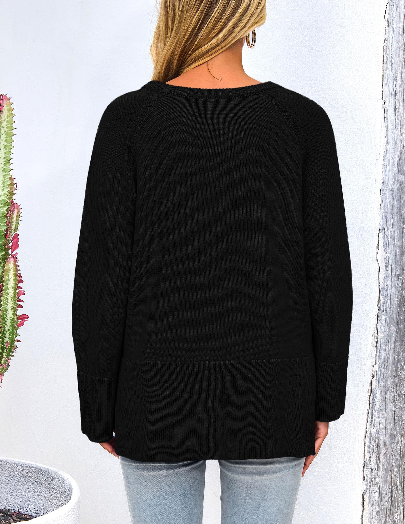 PRETTYGARDEN Women's Knit Fall Sweaters Long Sleeve Pullover Crewneck Split Hem Oversized Tunic Sweater Tops Winter Clothing